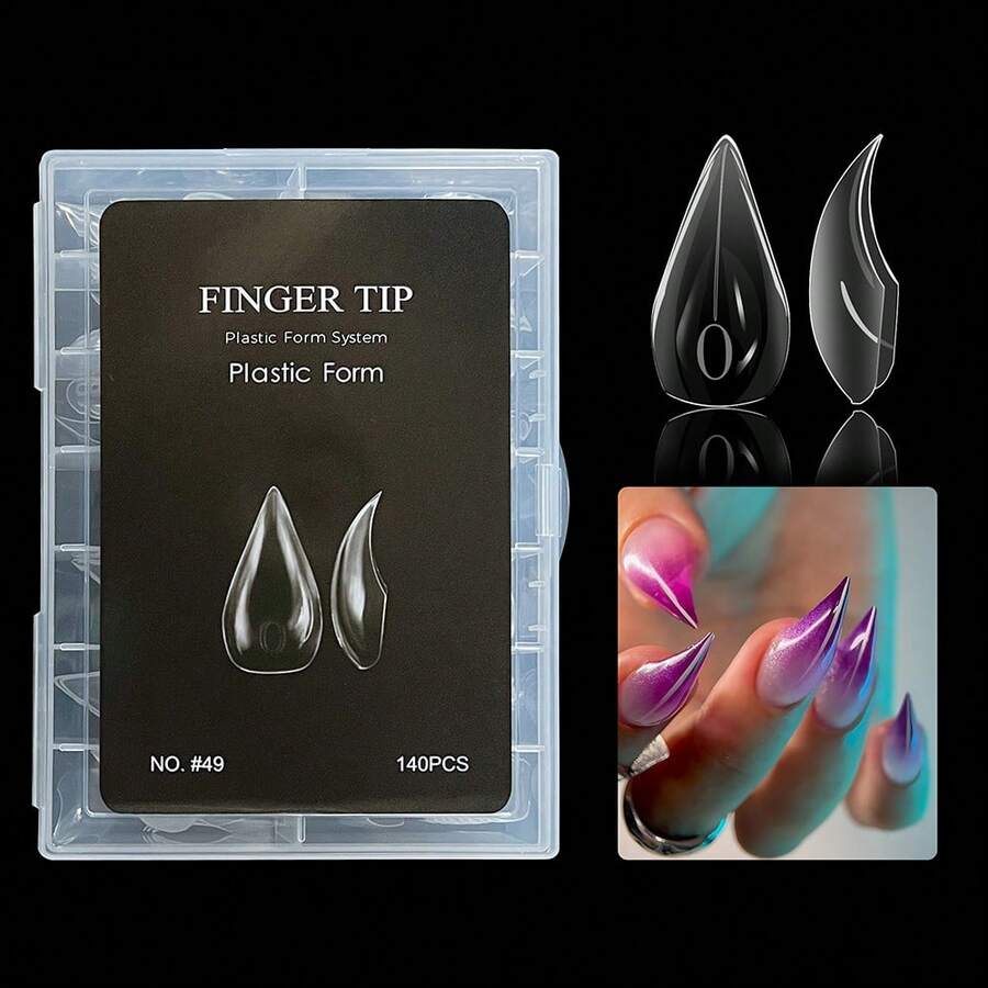 140pcs Christmas Cat Paw Shaped Nail Art Molds, Short Pointed Curved Nail Tips Shaping Tool, Suitable For 3D Eagle Claw Sculpture, Reusable DIY Nail Design - Clear - View 1
