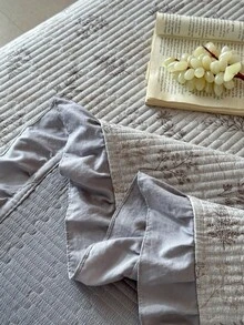 Set Sprei dan Sarung Bantal Abu-abu Berumbai 2/3 pcs, Gaya Pedesaan Prancis dengan Motif Bunga, Lembut dan Bernapas, Dapat Dicuci dengan Mesin, Cocok untuk Semua Musim, Ukuran Twin/Full/Queen/King, Dekorasi Rumah, Hadiah yang Bagus (Sprei + 1/2 Sarung Bantal) - Grey - View 8
