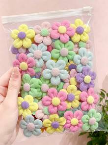 10/20 piezas/Juego de pinzas para el cabello con flores de tela, accesorios para el cabello lindos & dulces - Adecuados para mujeres y niñas, perfectos para uso diario, citas, fiestas, temporada de regreso a la escuela - Multicolor - Ver 1
