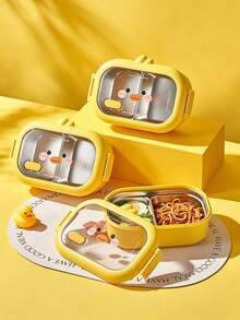 2-Compartment Stainless Steel Bento Lunch Box, Cute Little Duck Leak-Proof Student Lunch Box, Portable Girls Lunch Box, Student Office Picnic Food Storage Box - Multicolor - View 1