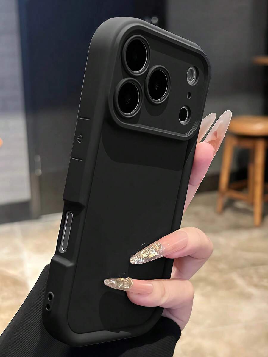 奢華純色相機保護手機殼,適用於 iPhone 17 Pro Max 16 15 14 13 12 Pro Max,極簡時尚易保護後蓋 - 黑色 - 查看 1