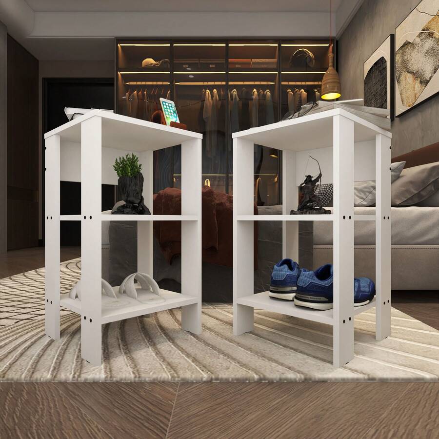 Mesa de Cabeceira sem Gaveta em MDF Fulldecor - Mod.0707 - Branco