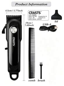 CRASTS 多功能理发器、修剪器、剃须刀、鬓角修剪器、美发造型工具，配备 3/6/9/12 毫米限位梳，护发礼品 - 黑色 - 查看 4
