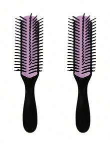 Premium Professional Classic Styling Curling Comb 9-Row Black Hair Comb Suitable For Wet And Dry Hair Perfect For Distribution And Styling Anti-Static Gentle On Scalp Ergonomic Handle Durable Bristles Suitable For All Hair Types Unisex - Multicolor - View 22