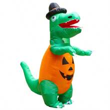 Men's Green Pumpkin Dinosaur Inflatable Costume, Suitable For Adult Use, Halloween Role-Playing Carnival Dance Parties Other Scenes - Multicolor - View 10