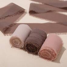 3 Rolls, Premium Handmade Chiffon Edge Ribbon, Suitable For Wedding Invitations, Mother's Day, Bridal Bouquets, Gift Packaging, DIY Crafts - A - View 5