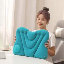 1pc Automatic Press-To-Inflate Lumbar Support Pillow, Flocked Inflatable Waist Cushion, Portable Foldable Office Chair Back Support Pad, Car Home Travel Camping Back Relief Inflatable Cushion Gift - Multicolor - View 9