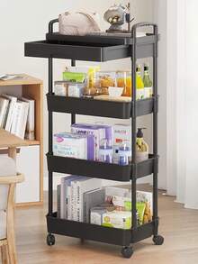 Highly Attractive, Universal Wheel Practical Plastic Cart, Storage Rack, Kitchen Organizer, With Handle, Multi-Functional, Movable, Storage Trolley, Suitable For Office Storage, Living Room Storage, Kitchen Storage, Bathroom Storage, Snack And Toy Organizer, Movable Storage Rack With Wheels, Perfect For Home Storage And Office Storage, Holiday Gift, Children's Gift - Multicolor - View 13