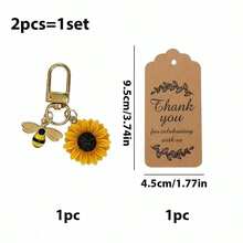 12/1 Set Wedding Sunflower & Bee Keychain Gift Set, Party Favors And Thank You Cards, Party Souvenir Keychains, Backpack Keychain Charms, Suitable For Weddings, Birthday Parties, Picnic Gatherings - Multicolor - View 12
