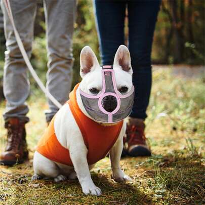 1pc Breathable Dog Muzzle, Soft Mesh Pet Muzzle, Anti-Bite Anti-Bark Anti-Eating, Suitable For Short-Nosed Dogs And Puppies