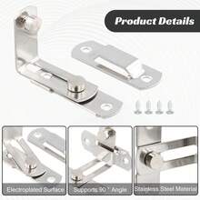 2 Pieces Sliding Door Lock Set, 90° Sliding Lock, Stainless Steel Door Lock, Right Angle Door Lock, Suitable For Barn Doors, Windows, Garden Cabinets (Black/Silver) - Stainless Steel - View 7