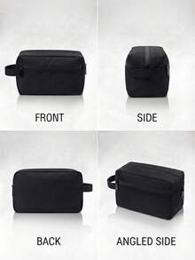 NEWHEY Men's Dopp Kit Travel Toiletry Organizer, Portable Handheld Shaving Storage, Dual Zipper Layered Design, Multi-Functional Cosmetic Case, Business Trip - Black - View 4