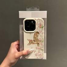 1件白色啞光極簡鏡頭保護花卉蝴蝶鹿圖案手機殼，適用於 iPhone 16 Pro Max/17/16/15/14 Plus/13/12/11/Air 及系列 - 彩色 - 查看 4