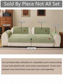 1pc All-Season Comfortable Sofa Cushion Cover, Modern Minimalist Non-Slip Sofa Seat Cover, Dust-Proof, Stain-Resistant, Machine Washable, Hand Washable, Fresh Fashionable Soft Non-Fading Non-Shedding Sofa Cover Cloth, Bedroom Decor, Pet-Friendly Protective Cover, Adjustable Corner Sofa Cover Suitable For Bedroom, Office, Living Room Combination Furniture, L-Shaped Sofa And 1234-Seater Sofa - Green - View 9