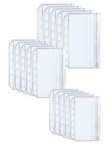 5pcs PVC Binder Pockets, 6-Hole Sealed Bags, A5/A6/A7/M5 Sizes Available. Ticket/Cash/Card/Photo Classification Storage. Office Storage Supplies - Multicolor - View 1