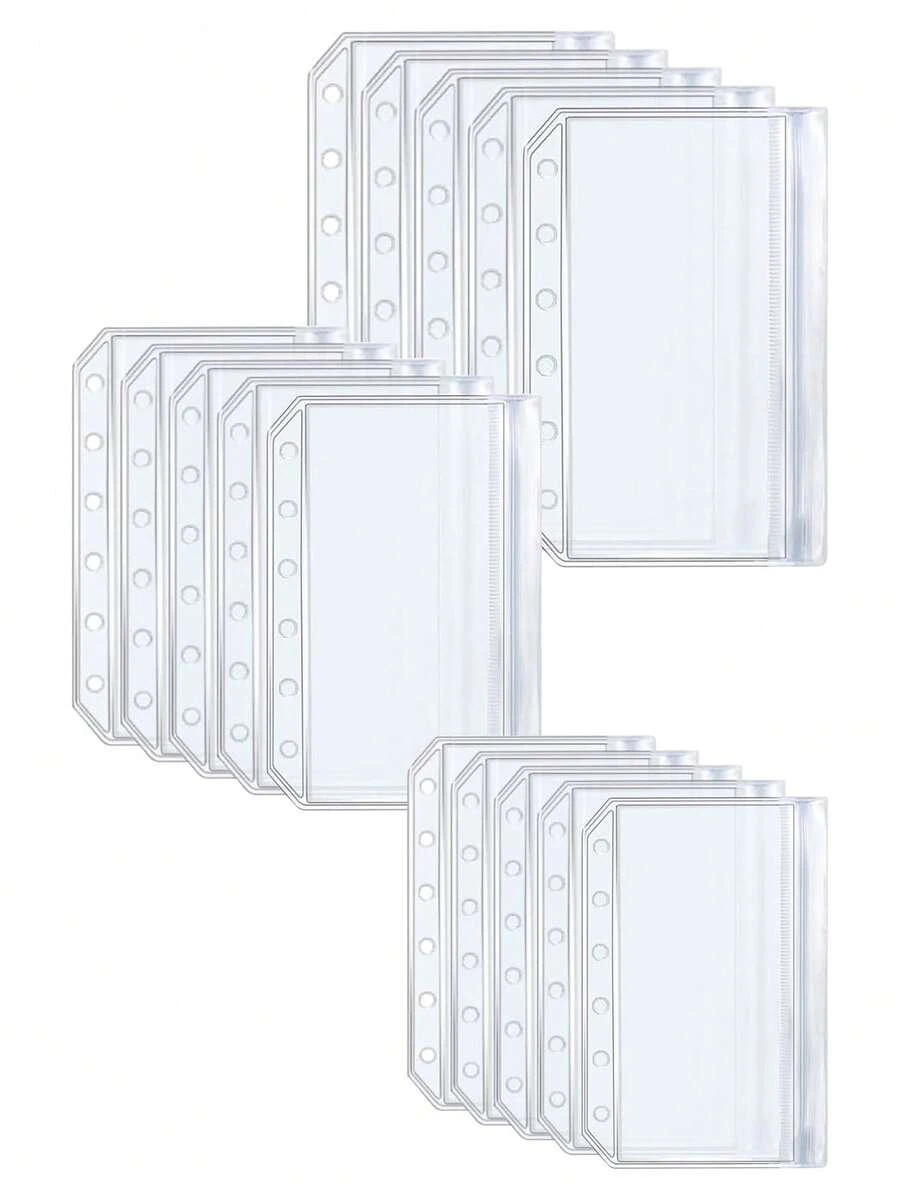 5pcs PVC Binder Pockets, 6-Hole Sealed Bags, A5/A6/A7/M5 Sizes Available. Ticket/Cash/Card/Photo Classification Storage. Office Storage Supplies - Multicolor - View 1