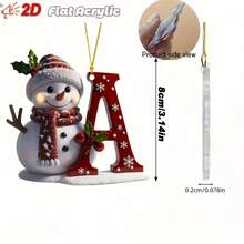 聖誕樹造型雪人琺瑯吊飾 A-Z 字母款，聖誕節、情人節與感恩節理想裝飾，多功能鑰匙圈與背包掛飾，無需電池，2D 扁平設計，適合四季使用 - 1 YEAR - 查看 3