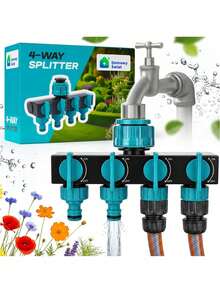 4 Way Garden Hose Splitter With Individual Shut Off Valves, Tap Connector With 1 Inch To 3/4 Inch And 1/2 Inch Adapters, Durable Water Distributor For Irrigation Hoses And Sprinklers, Ideal For Garden Greenhouse Lawn Patio - View 1