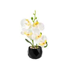 Artificial Plants, Black & White Rhombus Planter, 4-Color Potted Orchids, Suitable For Kitchen, Office, Bedroom, Study And Other Space Decoration, No Maintenance Required - Black Pot - White Flowers - View 4