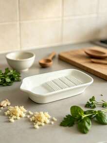 1pc Ceramic Garlic Grinder Plate, Slanted Pourable Garlic Ginger Onion Grinder Plate, Suitable For Home Daily Kitchen Tools, Lemon Herb Mint Spice Grinder Plate, Gift - Multicolor - View 4
