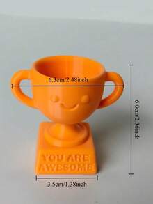 1件迷你可愛微笑獎盃「You Are Awesome」創意禮物，辦公桌與辦公室用收藏小雕像，正向激勵裝飾 - 多色 - 查看 7