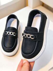 1 Pair Unisex Kids Minimalist Flat Casual Sneakers, Versatile Comfortable Durable Soft Sole Lightweight Sports Casual Shoes - Black - View 5