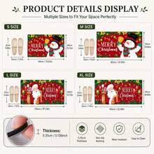 1pc Santa Claus & Snowman Print Kitchen Mat, Red Merry Christmas Polyester Doormat, Suitable For Kitchen, Entryway And Living Room Christmas Decor - Multicolor - View 5