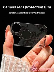 1pc Black Leopard Pattern Camera Lens Protector Film, Compatible With IPhone 17Pro/17 Pro Max; Made Of Tempered Glass, Full Coverage Design, High Definition Clear, Anti-Scratch Anti-Fingerprint, Compatible With Phone Case, Easy To Install. - Clear - View 6