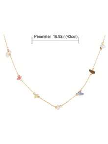 Boho Natural Mixed Crystal Chip Bead Chain Necklace, Adjustable Gold Color Healing Stone Choker For Women Daily Jewelry Gift - Multicolor - View 6