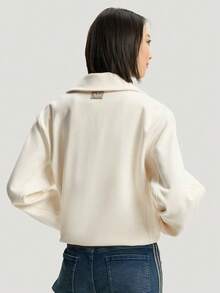 Adidas Originals Women's LNY HALFZIP W Knit Pullover Sweatshirt KT0725 - Beige - View 4