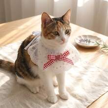 1pc Pet Lace Round Neck Bib, Embroidered Floral Mesh Scarf, Suitable For Cats And Dogs, Cute Sweet Style Neck Accessory, Adjustable And Soft, Daily Wear, Party Photo Prop, Cute Gift For Pet Lovers, Multiple Colors Available - Multicolor - View 6