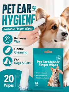 20pcs, Pet Ear Cleaning Wipes, Suitable For Dogs And Cats, Soft, Finger-Cot Design For Easy Use, For Treating Ear Odor, Daily Pet Ear Care Wipes, Easy To Carry And Use Anytime. - Pet Ear Cleaning Wipes - View 2