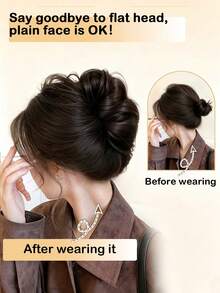 Fluffy Synthetic Hair Bun Claw Clip Hair Accessory, Fake Bun Hair Clip, Bun Hair Accessory For Easy Updo Styling, Fluffy Hair Bun Hair Accessory For Slouchy Daily Updo Styling - Wig Hair Grab - View 5