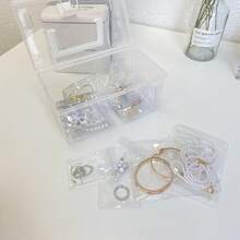 50/100pcs Transparent Jewelry Zipper Bags - Rust-Proof Self-Sealing Waterproof Plastic Pouches, Suitable For Rings, Earrings, Necklaces - Portable Travel Storage Box, Scratch-Resistant Protection Design, Semi-Transparent Lining - View 6