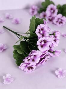 3pcs Artificial Small Wildflowers, Viola, Daisy, UV-Resistant Fake Plastic Flowers, Bulk, Suitable For Home, Wedding, Kitchen Garden, Dining Table, Indoor/Outdoor Decor (Mixed Colors), Valentine's Day, Birthday, Graduation Gift - Multicolor - View 2
