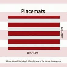 1pc Red And White Striped Placemat, Minimalist Modern Table Mat, Dining Table Decor, Easy To Clean Kitchen Restaurant Home Daily Use, Christmas Holiday Decoration - Multicolor - View 6