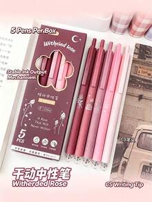 5/1 buah Pulpen Gel Morandi Warna Matte dengan Bodi yang Dapat Ditarik, Tinta Hitam Cepat Kering dan Halus 0,5mm, Alat Tulis Siswa untuk Latihan, Hari Pertama Sekolah - MultiWarna - View 6
