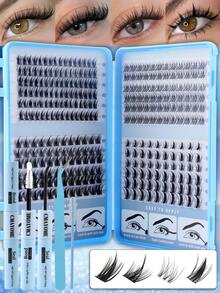 300pcs D Curl Single Lash Book, DIY False Eyelashes, Soft Natural Look Eyelash Extension Set, Fluffy Dense Segmented Lashes For DIY Home Use, Easy To Use, Large Capacity Long-Lasting False Eyelashes To Enlarge Eyes - Multicolor - View 3