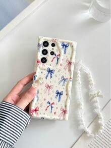 Funda protectora para teléfono con estampado plano de lazo pintado, borde ondulado color crema, con pulsera, estilo minimalista, anti-caídas y reforzada, adecuada para Ip 17/Ip 17pro/Ip 17promax/Iphone16 XR /7/8 Iphone15Promax/12PROMAX/13PROMAX/14PROMAX 13 14 11 12p14 Women P11 Soft Shell P12 Anti-Drop XS.XR /78P.78GES2, adecuada para A134G A22 A21S A514G A52 S22 ULTRA A335G, A34 A35 adecuada para Redmi 10 Note114G 11Lite A53tpuA14 /A23/S23ULTRA S24 A14 A15 S23 A73 A55 A54 - Multicolor - Ver 3