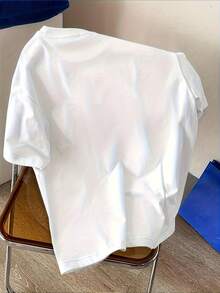 Versatile 100% Men's Tee, Crew Neck Short Sleeve, Ideal For Summer, Print Motif, Casual Streetwear Top, Aesthetic T-Shirt For Men. - White - View 2