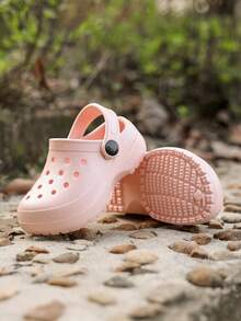 1 Pair New Spring/Summer Girls' Comfortable Fashion Casual Lightweight Indoor/Outdoor Versatile Toe-Protecting Beach Pink Clogs - Pink - View 4