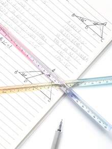1pc/4pcs Gradient Transparent Acrylic Triangle Ruler, 15cm Colorful Transparent Three-Scale Straight Ruler, Minimalist Aesthetic Measuring Stationery, Suitable For Students, Office, Planner Enthusiasts And Craft Lovers - Ruler - View 4