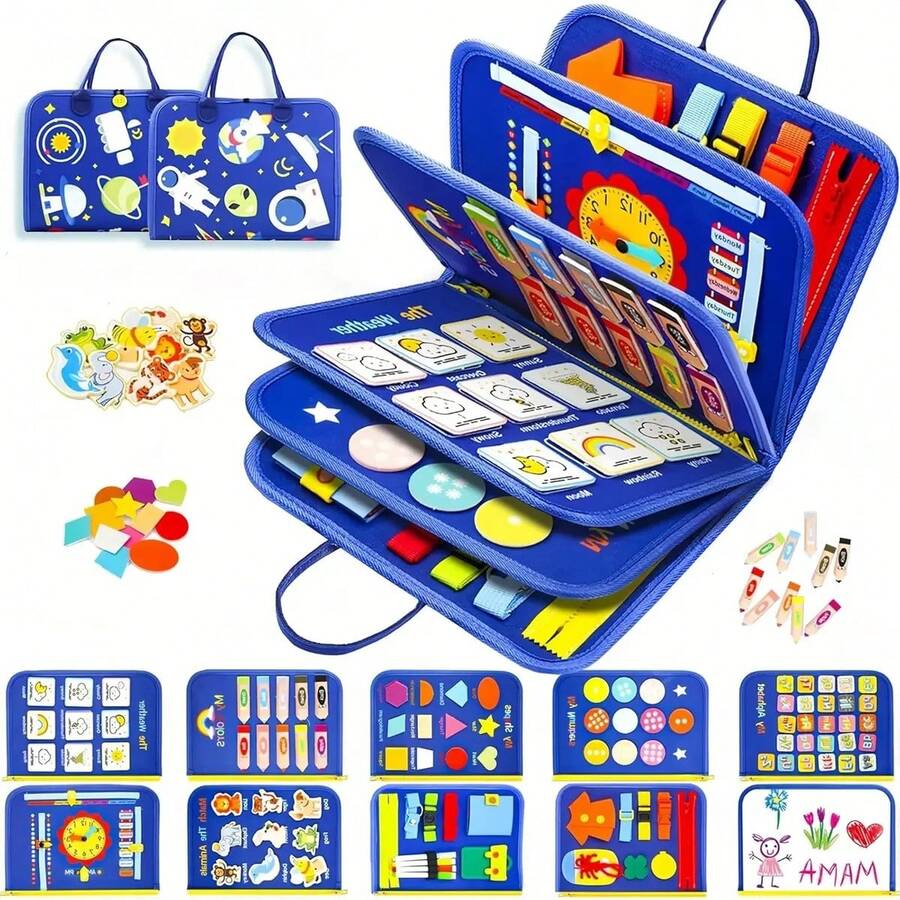 Kids Magnetic & Felt Playboards - Blue - View 1