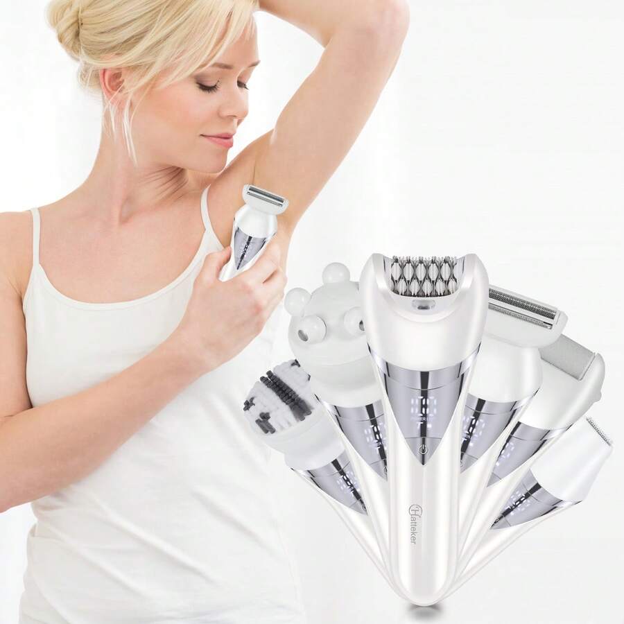Hatteker 1pc Women's 6-In-1 Body Hair Trimmer Intimate Shaver Set Multi-Function Electric Epilator Razor - View 1