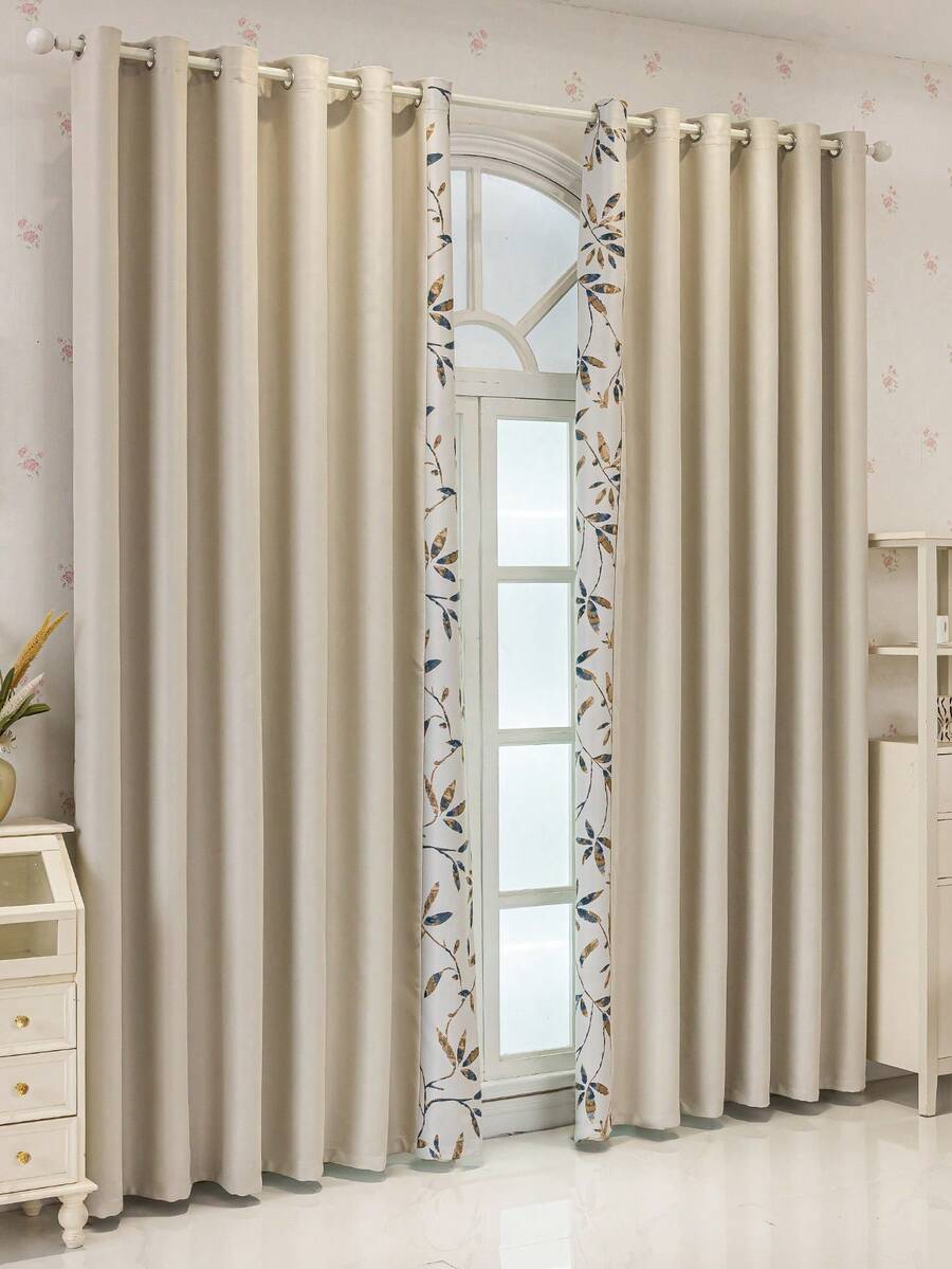 2件裝加厚遮光窗簾,適用於客廳、陽台、餐廳、臥室、居家、辦公室,附孔眼易安裝 - 彩色 - 查看 1