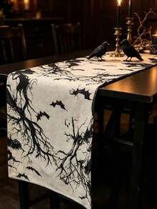 Halloween Table Runner, Ghost Pumpkin Linen Table Runner, Autumn Thanksgiving Harvest Table Decor, Suitable For Family Dinner Party Tabletop Decoration - B - View 5