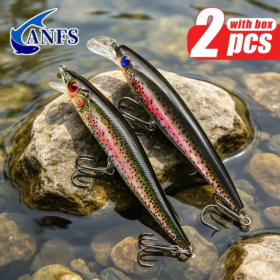 ANFS 2pcs Fishing Lure Assorted Pattern, Realistic Fishing Bait For Freshwater Saltwater Fishing - Multicolor - View 1