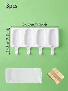 4pcs Silicone Dragon Popsicle Mold + 8pcs Small Pudding Ice Cream Mold DIY Popsicle, Ice Cream, Cake Baking Mold, Homemade - White - View 5