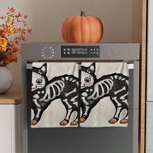 2/4/48pcs Halloween Series Black Cat Skeleton Pattern Printed Kitchen Towels - Super Soft, Highly Absorbent Polyester Dishcloths And Hand Towels, Perfect For Holiday Decor, Kitchen Decor, Party Decor - Multicolor - View 13