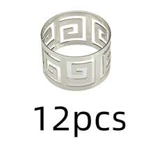 12pcs 6pcs Gold And Silver Minimalist Party Metal Napkin Rings - Silver - View 7